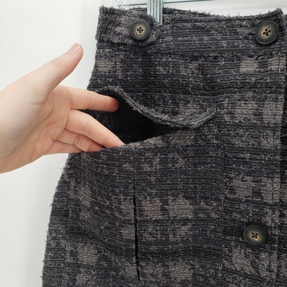 RACHEL ROY Eyelash Tweed Cargo Mini Skirt Charcoal Gray Dark Navy Taupe Tan 4 - Picture 3 of 11
